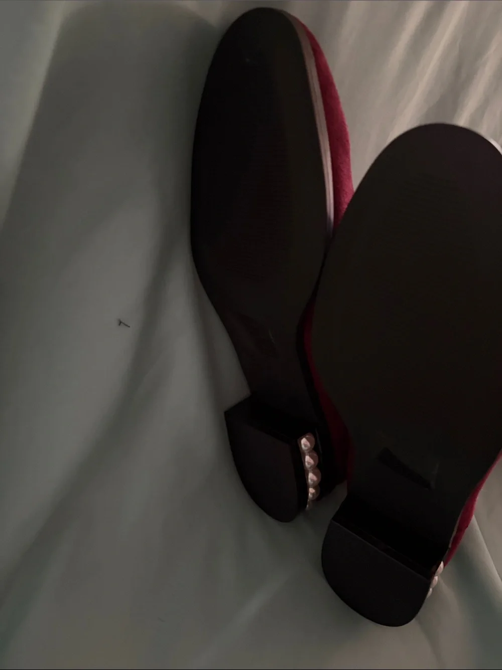 Over-the-Knee Pearl Accent Boots in Burgundy Suede
